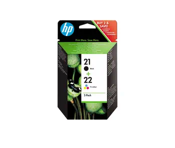 Garantie 21 (noir) /HP 22 (trois couleurs) pack de 2 cartouches d'encre authentiques