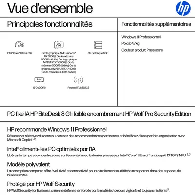 EliteDesk 8 SFF G1i AI Wolf Pro Security Edition - HP - Unité Centrale - visuel 10
