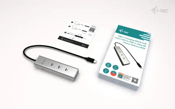 USB-C Charging Metal HUB 5port with USB-C video I-Tec - visuel 1 - hello RSE - Alimentation intelligente