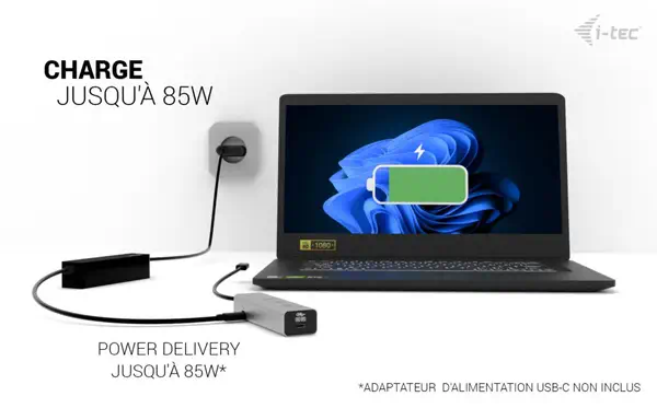 USB-C Charging Metal HUB 5port with USB-C video 8K + Power Delivery 85W - I-Tec - Station d'accueil pour portable - visuel 9