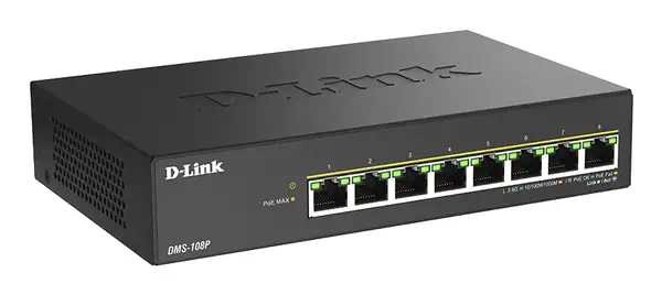 D-Link DMS-108P/E commutateur réseau Non-géré 2.5G Ethernet (100/1000/2500) D-Link - visuel 1 - hello RSE - Performances efficaces