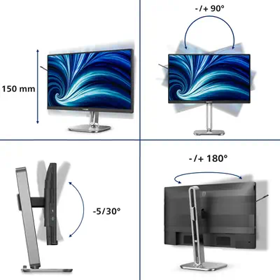 Philips 4000 series 24B2N4200/00 écran plat de PC 60,5 cm (23.8") 1920 x 1080 pixels Full HD LCD Gri - Ecran Ordinateur - visuel 5