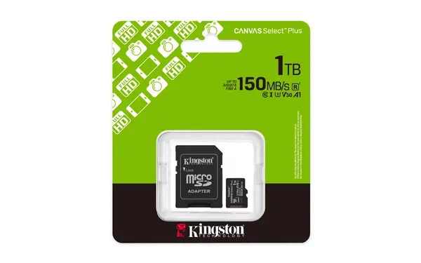 1TB microSDXC Canvas Select Plus Gen3 150MB/s A1 Kingston - visuel 1 - hello RSE - Certification IPX7