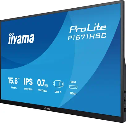 iiyama ProLite P1671HSC-B1 écran plat de PC 39,6 cm (15.6") 1920 x 1080 pixels Full HD LED Noir - Ecran Ordinateur - visuel 5