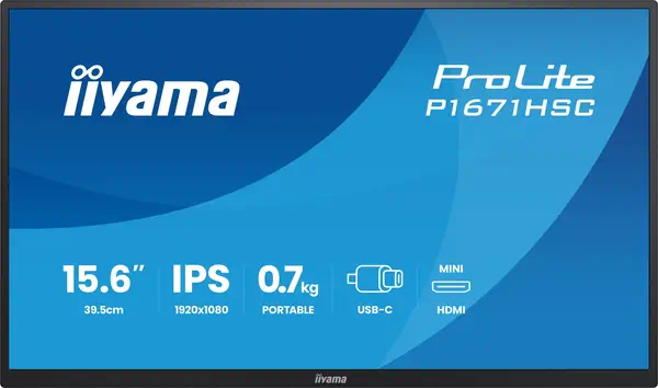 iiyama ProLite P1671HSC-B1 écran plat de PC 39,6 cm (15.6") 1920 x 1080 pixels Full HD LED Noir - Ecran Ordinateur - visuel 2