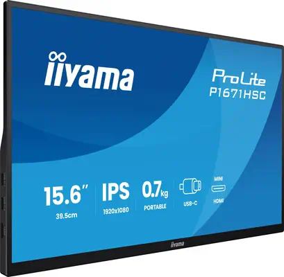 iiyama ProLite P1671HSC-B1 écran plat de PC 39,6 cm (15.6") 1920 x 1080 pixels Full HD LED Noir - Ecran Ordinateur - visuel 3