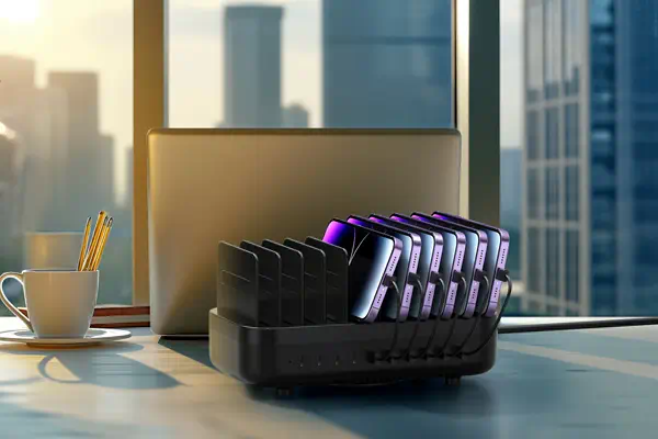 Station de charge 200W USB-C avec 10 emplacements pour tablettes et smartphones - 10 ports USB-C 20W - DLH - Accessoires Tablette - visuel 4