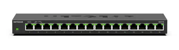 NETGEAR GS316 Non-géré L2 Gigabit Ethernet (10/100/1000) Noir Netgear - visuel 1 - hello RSE - Tampon de paquets haute capacité