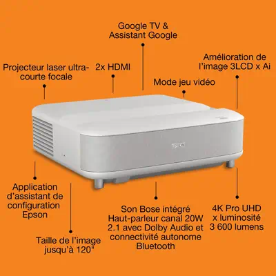 Epson EH-LS670W Projecteur à focale standard 3LCD UHD 4K (3840x2160) Blanc - Vidéoprojecteur Professionnel - visuel 7