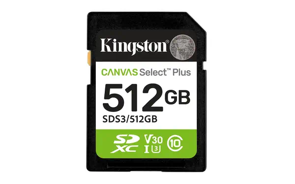 512 Go SDXC Canvas Select Plus Gen3 150 Mo/s C10 UHS-I U3 V30 - Kingston - Carte Mémoire - visuel 1
