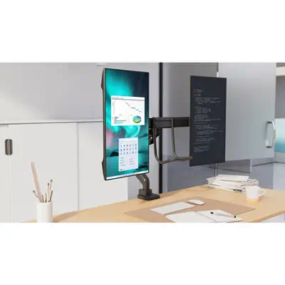 Bras double écran SmartFit avec traverse et poignée - Kensington - Accessoire ENI, TBI et VPI - visuel 2