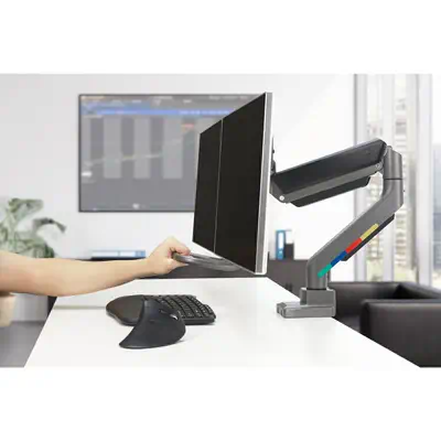 Bras double écran SmartFit avec traverse et poignée - Kensington - Accessoire ENI, TBI et VPI - visuel 4
