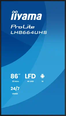 iiyama LH8664UHS-B3AG Écran d'affichage dynamique Écran plat de signalisation numérique 2,17 m (85.6 - Affichage dynamique - visuel 3