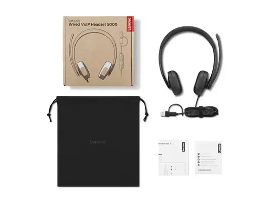 Lenovo VoIP Headset 5000 Casque Avec fil Arceau Bureau/Centre d'appels USB Type-C Noir - Casque Micro - visuel 9