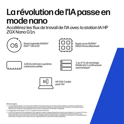 HP ZGX Nano G1n AI GB10 128 Go LPDDR5x-SDRAM 1 To SSD linux Mini PC Station de travail AI Workstatio - Station de Travail - visuel 3