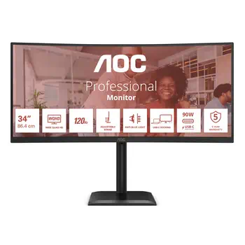 Meilleur prix AOC E4 CU34E4CV écran plat de PC 86,4 cm (34") 3440 x 1440 pixels UltraWide Quad HD LCD Noir