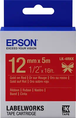Ruban satin pour étiqueteuse LK-4RKK Or/Rouge 12 mm (5 m) - Epson - Papier - visuel 1