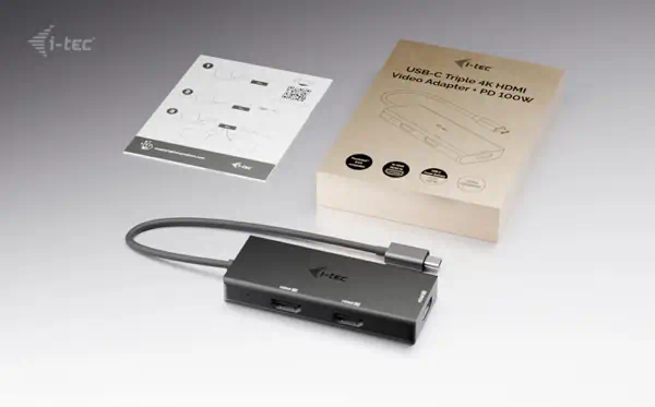 USB-C Triple 4K HDMI Video Adapter, Power Delivery 100W - I-Tec - Connectique - visuel 4