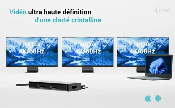 USB-C Triple 4K HDMI Video Adapter, Power Delivery 100W - I-Tec - Connectique - visuel 8