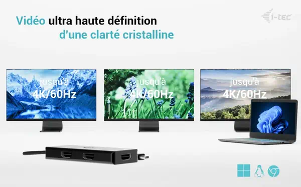 USB-C Triple 4K HDMI Video Adapter, Power Delivery 100W - I-Tec - Connectique - visuel 7