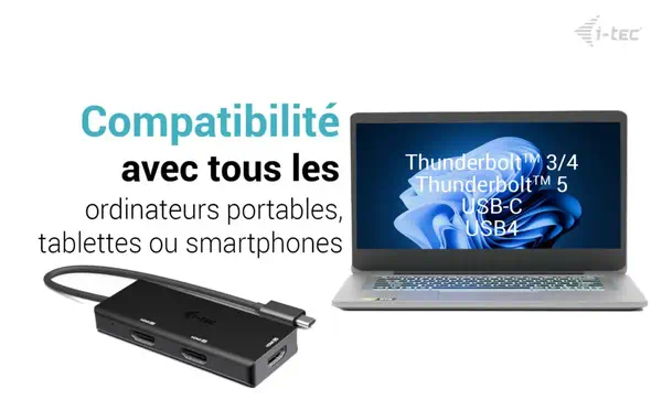USB-C Triple 4K HDMI Video Adapter, Power Delivery 100W - I-Tec - Connectique - visuel 6
