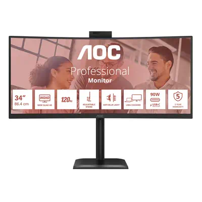 AOC E4 CU34E4CW écran plat de PC 86,4 cm (34") 3440 x 1440 pixels UltraWide Quad HD LED Noir - Ecran Ordinateur - visuel 2