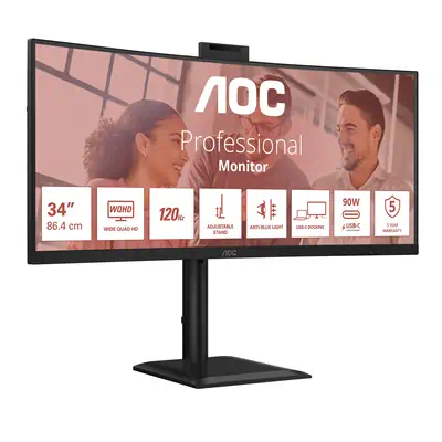 AOC E4 CU34E4CW écran plat de PC 86,4 cm (34") 3440 x 1440 pixels UltraWide Quad HD LED Noir - Ecran Ordinateur - visuel 3