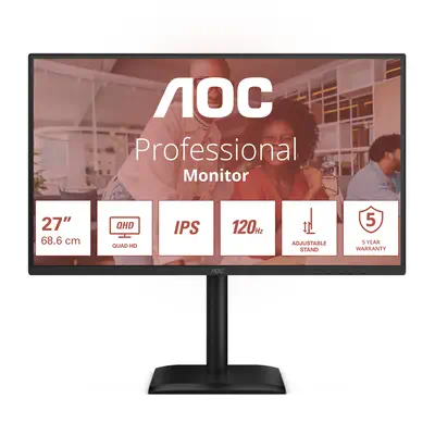 AOC E4 Q27E4U écran plat de PC 68,6 cm (27") 2560 x 1440 pixels Quad HD LED Noir - Ecran Ordinateur - visuel 1