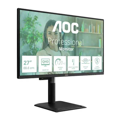 AOC Q27P4U écran plat de PC 68,6 cm (27") 2560 x 1440 pixels Wide Quad HD Noir - Ecran Ordinateur - visuel 3