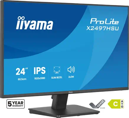 iiyama ProLite X2497HSU-B1 écran plat de PC 60,5 cm (23.8") 1920 x 1080 pixels Full HD LED Noir - Ecran Ordinateur - visuel 1