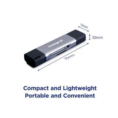 Integral INCRUSB3.2ACSDMSDR lecteur de carte mémoire USB 3.2 Gen 1 (3.1 Gen 1) Type-A/Type-C Noir, A - Accessoire Stockage - visuel 5