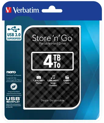 Disque dur portable USB Store 'n' Go 3.0, 4 To, noir - Verbatim - Disque dur Externe - visuel 4