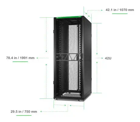 Rack NetShelter SX2 networking 42U L750XP1070XH1991mm, noir, avec pann. Laté. - APC - Rack et Armoire - visuel 6