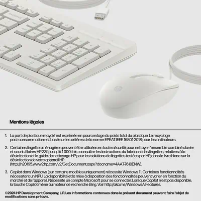 Ensemble combiné clavier et souris filaires HP 225 - Souris - visuel 6