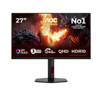 AOC G4 Q27G4ZDR écran plat de PC 67,3 cm (26.5") 2560 x 1440 pixels Quad HD QD-OLED Noir, Rouge - Ecran Ordinateur - visuel 1