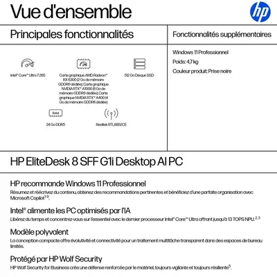 EliteDesk 8 SFF G1i Desktop AI PC - HP - Unité Centrale - visuel 3