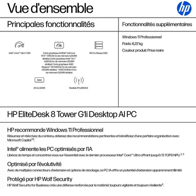 EliteDesk 8 Tower G1i Desktop AI PC - HP - Unité Centrale - visuel 3