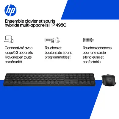 Ensemble clavier et souris hybride multi-appareils HP 495C - Pack Clavier, souris - visuel 2