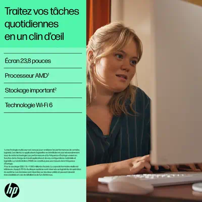 HP 24-cr0089nf PC AMD Ryzen™ 7 7730U 60,5 cm (23.8") 1920 x 1080 pixels PC All-in-One 16 Go DDR4-SDR - Ordinateur tout en un - visuel 7
