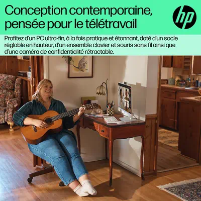 HP 24-cr0089nf PC AMD Ryzen™ 7 7730U 60,5 cm (23.8") 1920 x 1080 pixels PC All-in-One 16 Go DDR4-SDR revendeur officiel - Stockage SSD PCIe NVMe M.2
