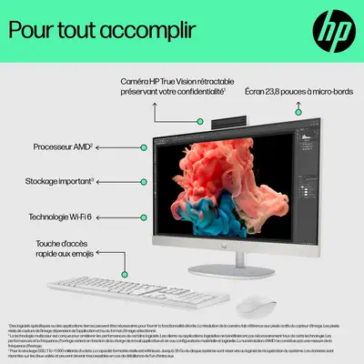 HP 24-cr0089nf PC AMD Ryzen™ 7 7730U 60,5 cm (23.8") 1920 x 1080 pixels PC All-in-One 16 Go DDR4-SDR revendeur officiel - DDR4 RAM