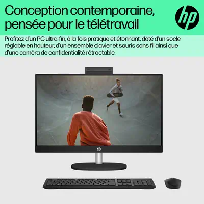 HP 24-cr0089nf PC AMD Ryzen™ 7 7730U 60,5 cm (23.8") 1920 x 1080 pixels PC All-in-One 16 Go DDR4-SDR revendeur officiel - Caméra HD HP True Vision
