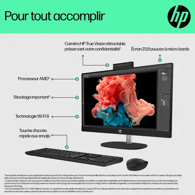 HP 24-cr0089nf PC AMD Ryzen™ 7 7730U 60,5 cm (23.8") 1920 x 1080 pixels PC All-in-One 16 Go DDR4-SDR - Ordinateur tout en un - visuel 10