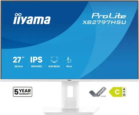 iiyama ProLite XB2797HSU-W1 écran plat de PC 68,6 cm (27") 1920 x 1080 pixels Full HD LED Blanc - Ecran Ordinateur - visuel 2