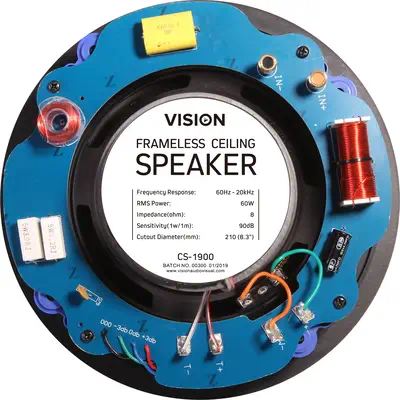 Vision CS-1900 haut-parleur 1-voie Noir, Blanc, Jaune Avec fil 60 W - Support Fixe & Mobile - visuel 3