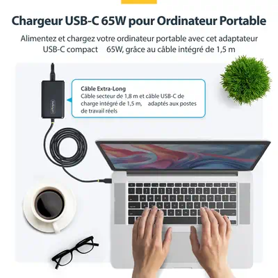 StarTech.com 165LE-USB-C-CHARGER adaptateur de puissance & onduleur Intérieure 65 W Noir - Chargeur et alimentation - visuel 7