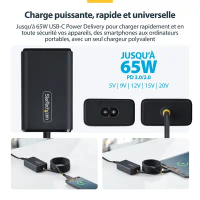 StarTech.com 165LE-USB-C-CHARGER adaptateur de puissance & onduleur Intérieure 65 W Noir - Chargeur et alimentation - visuel 8