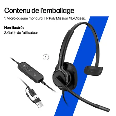 Micro-casque filaire USB monaural HP Poly Mission 415 - Casque Micro - visuel 6