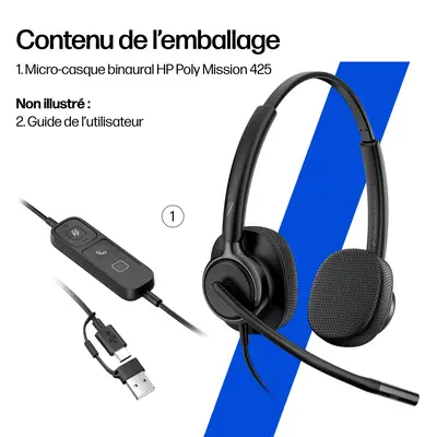 Micro-casque filaire USB monaural HP Poly Mission 415 - Casque Micro - visuel 9