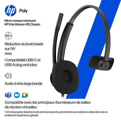 Micro-casque filaire USB binaural HP Poly Mission 425 - Casque Micro - visuel 8